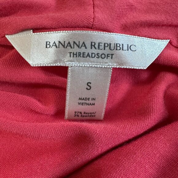 Banana Republic Dark Coral Long Sleeve Deep Draped VNeck Faux Wrap Top S - Picture 5 of 10